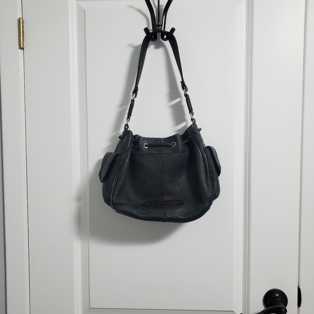 FOSSIL Dark Green Drawstring Bucket Bag Purse - Picture 10 of 15